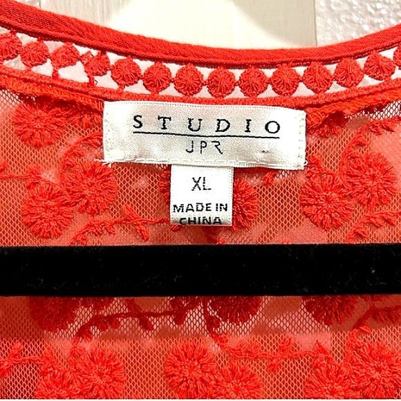 STUDIO BURNT ORANGE BOHEMIAN STYLE BLOUSE EUC SIZE XL - Picture 4 of 5